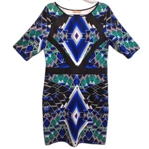 Gibson Latimer Geometric Print Knee Lgth Dress Sz 14 Like NEW
